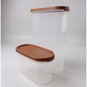 Tupperware Modular Mate Containers With Brown Lids Set Of 2 Sizes 1.1L & 2.9L Pl